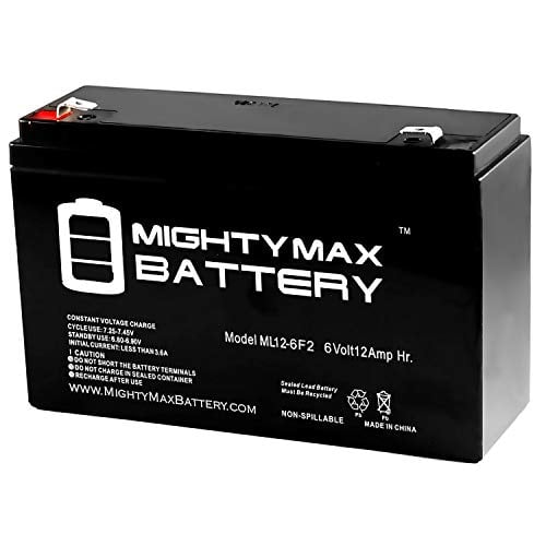 Book Cover Mighty Max Battery ML12-6 .250TT - 6V 12AH Battery Replaces 10ah Enduring 3FM10 T2, 3-FM-10 T2 Brand Product