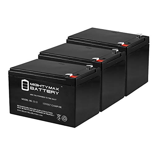 Book Cover Mighty Max Battery 12V 12Ah F2 Razor Battery fits MX500 MX650, W15128190003-3 Pack Brand Product