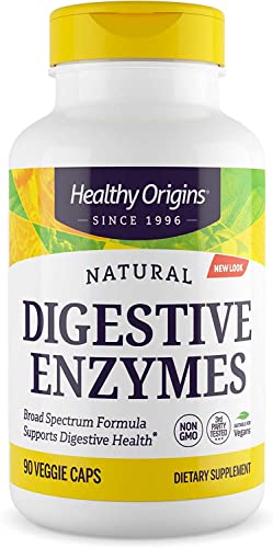 Book Cover Healthy Origins Digestive Enzymes (NEC) Broad Spectrum - with Protease, Amylase & Lipase - Gluten-Free Digestion and Gut Health Supplement - 90 Veggie Capsules
