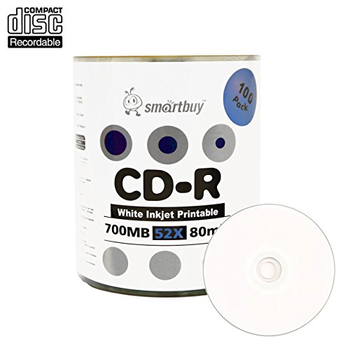 Book Cover Smartbuy 100-disc 700mb/80min 52x CD-R White Inkjet Hub Printable Blank Recordable Media Disc