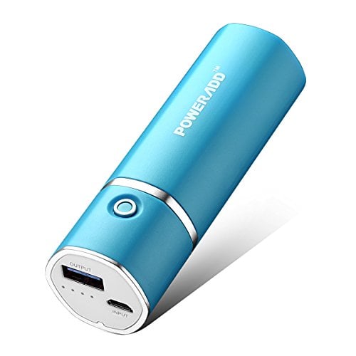 Book Cover [Upgraded] POWERADD Slim 2 Most Compact 5000mAh External Battery 2.1A Ouput Portable Charger with Smart Charge for iPhones, iPad, Samsung Galaxy, HTC and More - Blue
