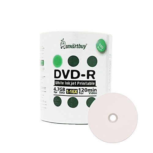 Book Cover Smart Buy 100 Pack DVD-R 4.7gb 16x White Printable Inkjet Blank Media Record Disc, 100 Disc 100pk