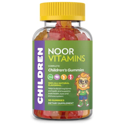 Book Cover Noor Vitamins Halal Vitamins, Kids Vitamins, Kids Multivitamin Gummies: Vitamin C for Kids, D3, and Zinc for Immunity, B6 & B12 for Energy. Non-GMO, Allergen & Gluten Free Halal Gummies - 90 Count Gummy Vitamins for Kids