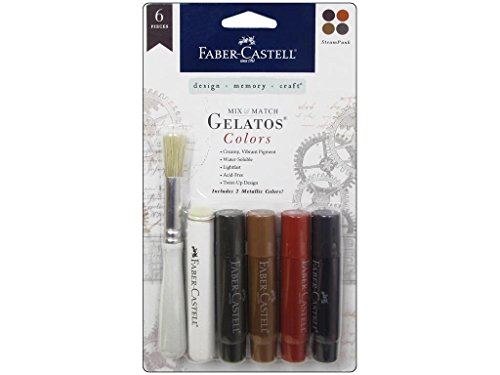 Book Cover  Faber Castell  Design Memory Craft Gelatos Color & Clear Stamp,  Steampunk - 4 Colors Per Set