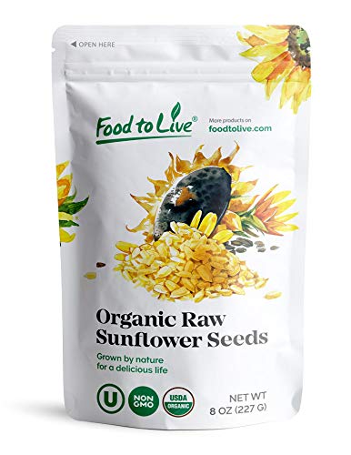 Book Cover Organic Sunflower Seeds, 8 Ounces - Kernels, Non-GMO, Kosher, Raw, No Shell, Vegan, Sirtfood, Bulk