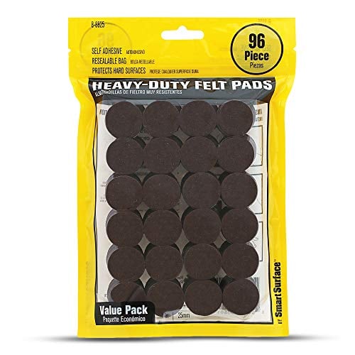 Book Cover Smart Surface Heavy Duty Self Adhesive Furniture Felt Pads 96 Pieces 1-Inch Round Brown