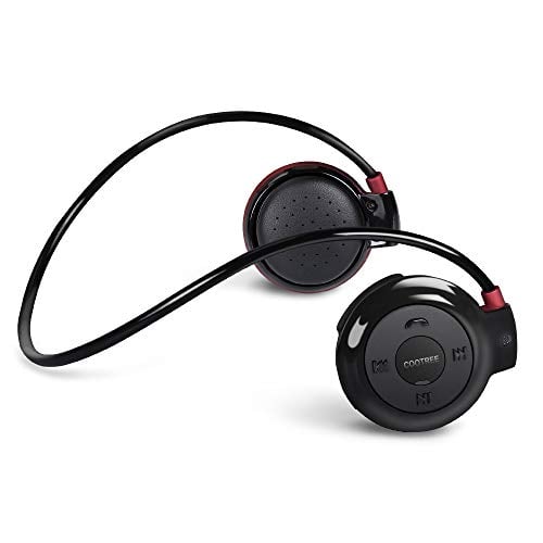 Book Cover Cootree Wireless Headphone Sports Headset with Built in Microphone,Bluetooth Headphones Behind The Head,Foldable and Carried in The Purse, Black/Red