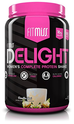 Book Cover FitMiss Delight Protein Powder, Healthy Nutritional Shake for Women, Whey Protein, Fruits, Vegetables and Digestive Enzymes, Support Weight Loss and Lean Muscle Mass, Vanilla Chai, 2-Pound