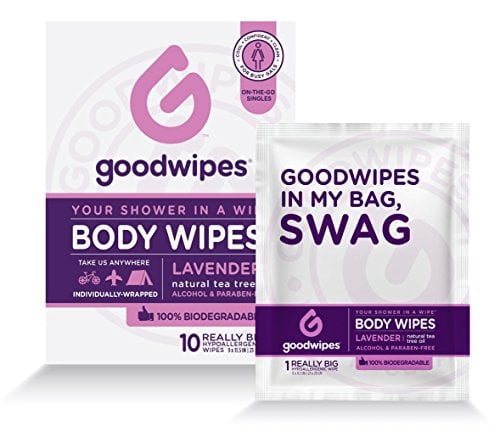 Book Cover Goodwipes Body Wipes, Lavender Scent, 10 Individually Wrapped Wet Wipes