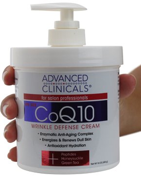 Book Cover Advanced Clinicals CoQ10 Wrinkle Defense Cream w/Peptides, Honeysuckle, Green Tea. Anti-wrinkle cream moisturizes dry, aging skin for a radiant look. For face, hands, body. 16oz (16oz)