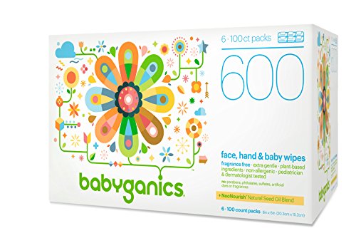 Book Cover Babyganics Baby Wipes, Unscented, Packaging may vary, 100 Count (Pack of 6)