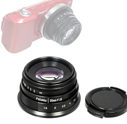 Book Cover Fotasy 35mm F1.6 Large Aperture Manual Prime Lens APS-C for E-Mount, 35 mm 1.6 Multi Coated Lense, Compatible with Sony E Mount Camera a3000 a3500 a5000 a5100 a6000 a6300 a6400 a6500 a6600 ZV-E10