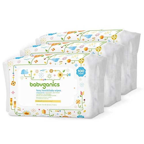 Book Cover Babyganics Baby Wipes, Unscented, 100 ct, 3 Pack, Packaging May Vary