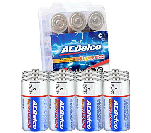 Book Cover ACDelco 12-Count C Batteries, Maximum Power Super Alkaline Battery, 7- Year Shelf Life, Recloseable Packaging