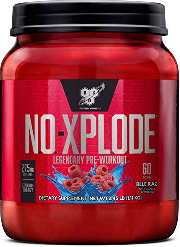 Book Cover BSN N.O.-XPLODE Pre-Workout Supplement with Creatine, Beta-Alanine, and Energy, Flavor: Blue Raz, 60 Servings