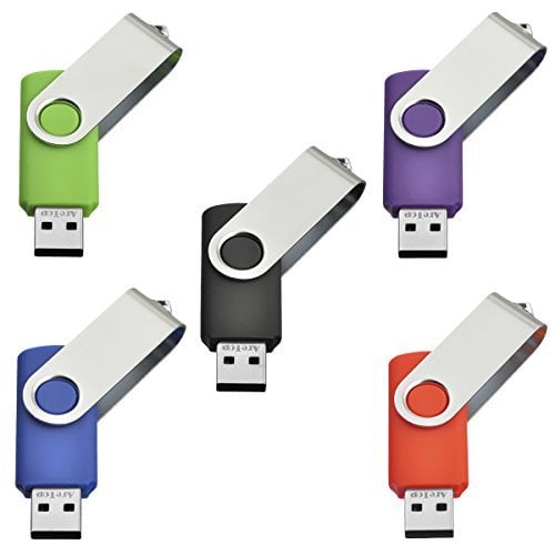 Book Cover AreTop Flash Drive 4GB, USB Flash Stick Pen Drive Gig Stick Memory Stick USB2.0 Pendrive Thumb Drives for Fold Date Storage(Bulk 5 PCS - Mixed Colors: Black/Blue/Purple/Green/Red)
