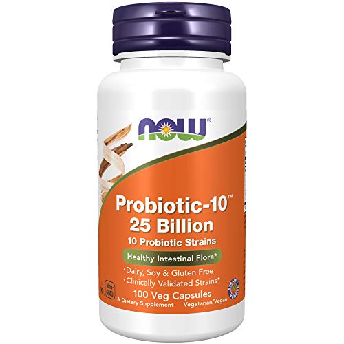 Book Cover NOW Supplements, Probiotic-10, 25 Billion, with 10 Probiotic Strains, Dairy, Soy and Gluten Free, Strain Verified, 100 Veg Capsules