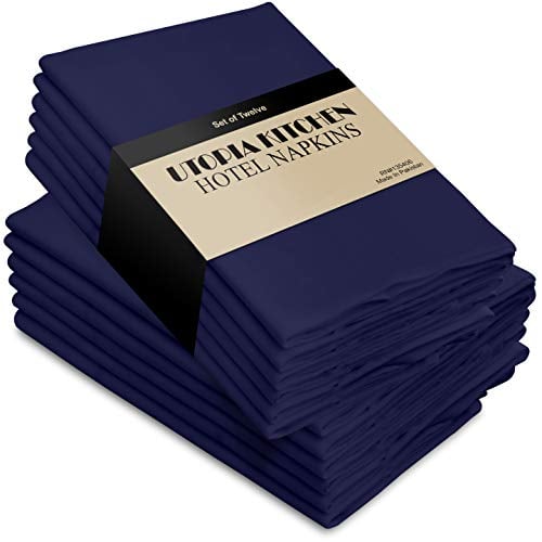 Book Cover Utopia Kitchen - Cotton Dinner Napkins - 12 Pack (46 x 46 cm) Soft and Comfortable - Durable Hotel Quality - Ideal for Events and Regular Home Use, White