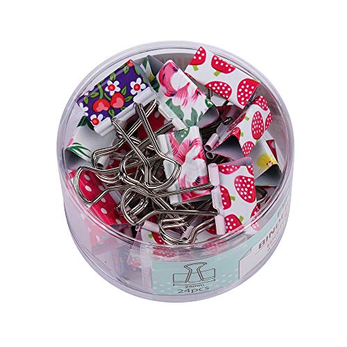 Book Cover Lovely Cute Printing Style Metal Binder Clips/Paper Clips/Clamps(1 Box 24 sets)