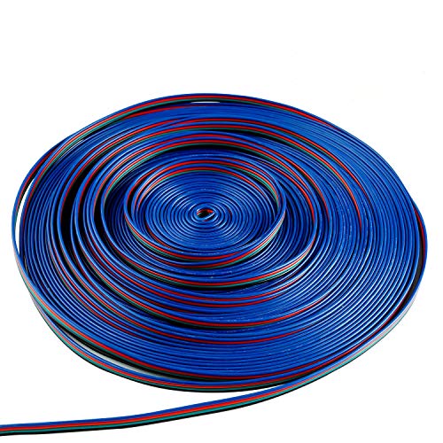 Book Cover 65.6 ft 4 Color 22 AWG RGB Extension Cable Line for LED Strip RGB 5050 3528 Cord 4pin Wire
