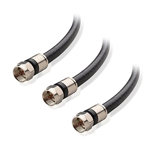 Book Cover Cable Matters 3-Pack CL2 in-Wall Rated (cm) Quad Shielded Coaxial Cable (RG6 Cable, Coax Cable) in Black 6 Feet