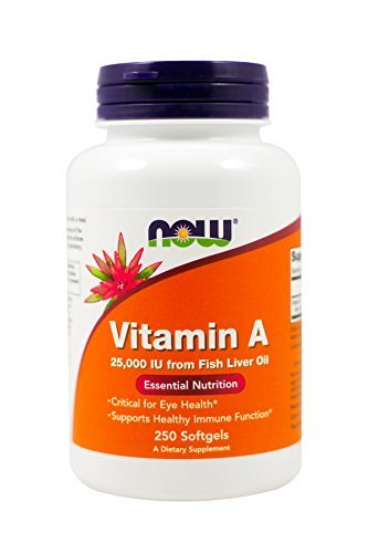 Book Cover Now Foods Vitamin A, 25000 IU from Fish liver oil, 250 Softgels (Pack of 2)
