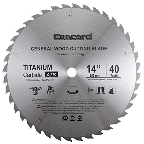 Book Cover Concord Blades WCB1400T040HP 14-Inch 40 Teeth TCT General Purpose Hard & Soft Wood Saw Blade