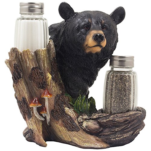 Book Cover Black Bear Glass Salt and Pepper Shaker Set Sculpture Kitchen Decor in Rustic Lodge and Cabin Figurines & Decorative Gifts for Chicago Bears Fans by Home-n-Gifts