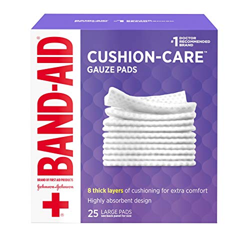 Book Cover Band-Aid Brand Large Gauze Pads, For Minor Cut And Scrapes, 4 Inches By 4 Inches, 25 Count