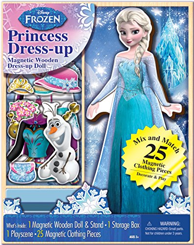 Book Cover Bendon 06700 Disney Frozen Elsa 25-Piece Wooden Magnetic Doll Dress-Up Kit