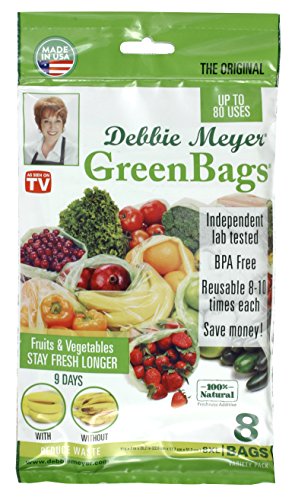 Book Cover Debbie Meyer GreenBags Freshness-Preserving Food/Flower Storage Bags, Extra Large, 8-Pack