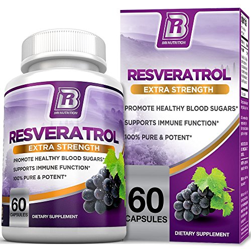 Book Cover BRI Resveratrol - 1200mg Maximum Strength Natural Antioxidant Supplement for Longevity; Premium, Ultra Pure Veggie Caps Promote Healthy Heart and Brain Function and Immune System Health (60 Capsules)