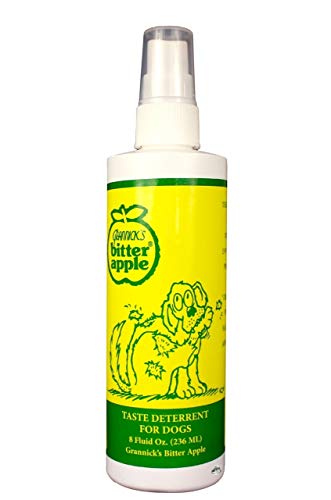 Book Cover Grannick's Bitter Apple Liquid 1, 8 oz Chewing Deterrent Spray, Anti Chew Behavior Training Aid for Dogs and Cats; Stops Destructive Chewing Licking of Bandages, Paws, Shoes, Fur, Doors and Furniture