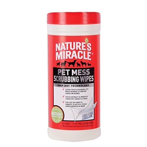 Book Cover Nature's Miracle NM-5572 30 Count Pet Mess Scrubbing Wipes,Pack of 1