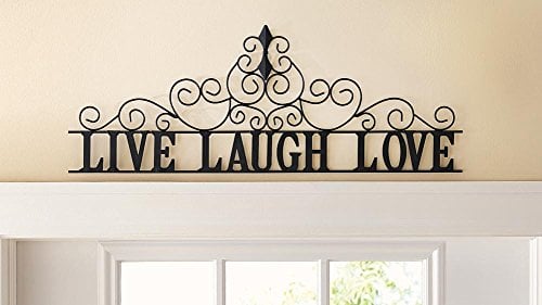 Book Cover Collections Etc Scrolling Live Laugh Love Metal Wall Art, Standard, Black