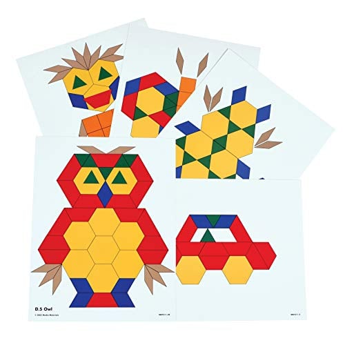 Book Cover LEARNING ADVANTAGE - 8837 Learning Advantage Pattern Block Activity Cards - In Home Learning Activity for Early Math & Geometry - Set of 20 - Teach Creativity, Sequencing and Patterning