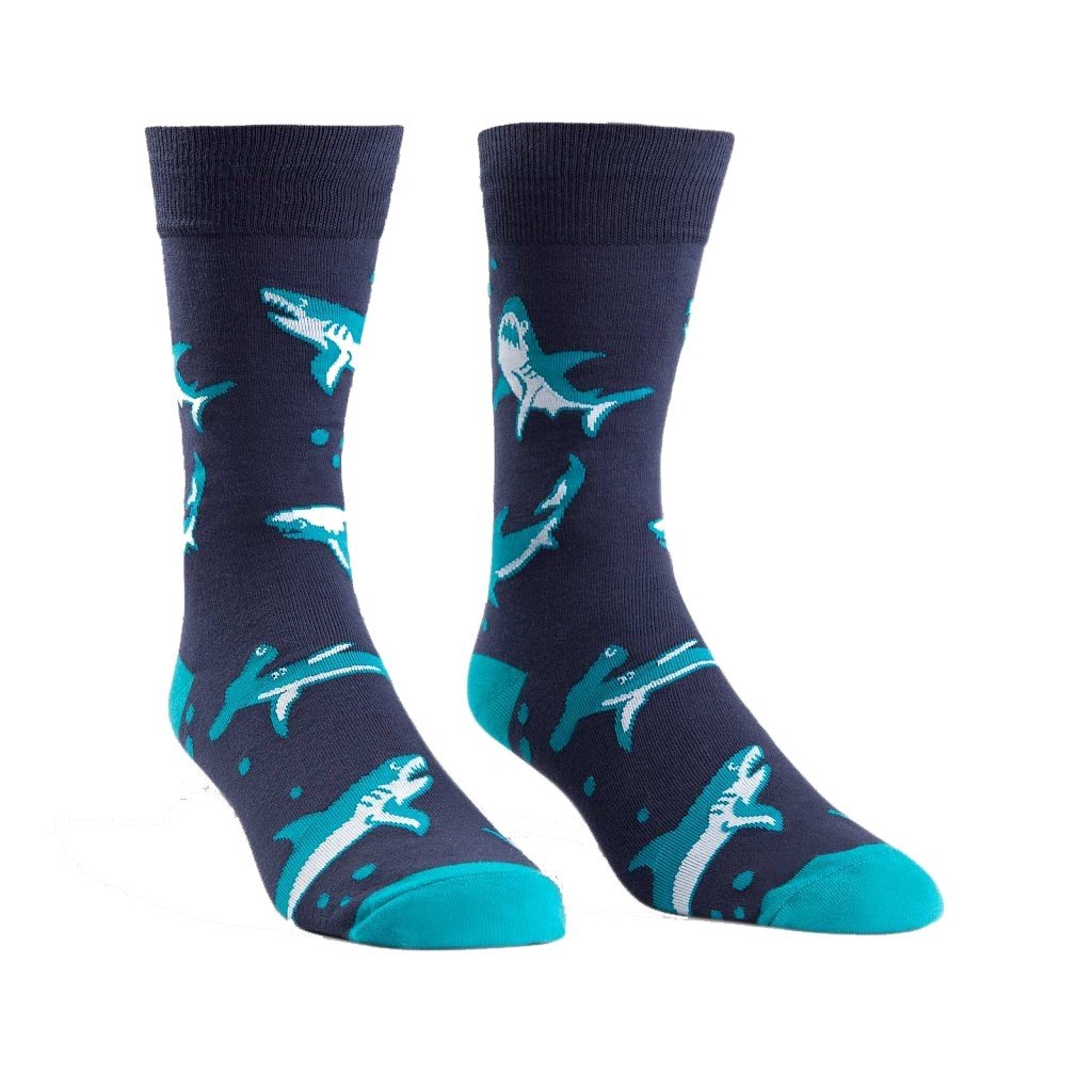 Book Cover Sock It To Me Men's Pride Fabulousness Shark Attack Rainbow Unicorn Crew Socks 7-13 Blue