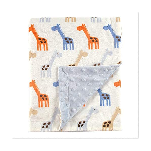 Book Cover Hudson Baby Printed Mink Blanket with Dotted Backing, Blue Giraffe