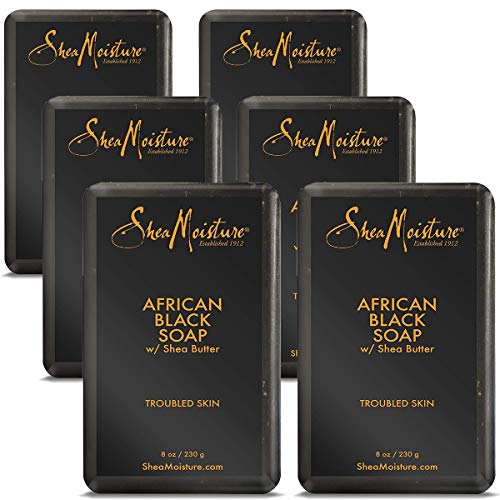Book Cover Shea moisture Organic African Black Soap Bar with Shea Butter, 8oz (6 Pack)