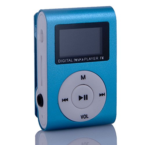 Book Cover Eastvita Blue Mini MP3 Player Clip USB FM Radio LCD Screen Support for 32GB Micro SD