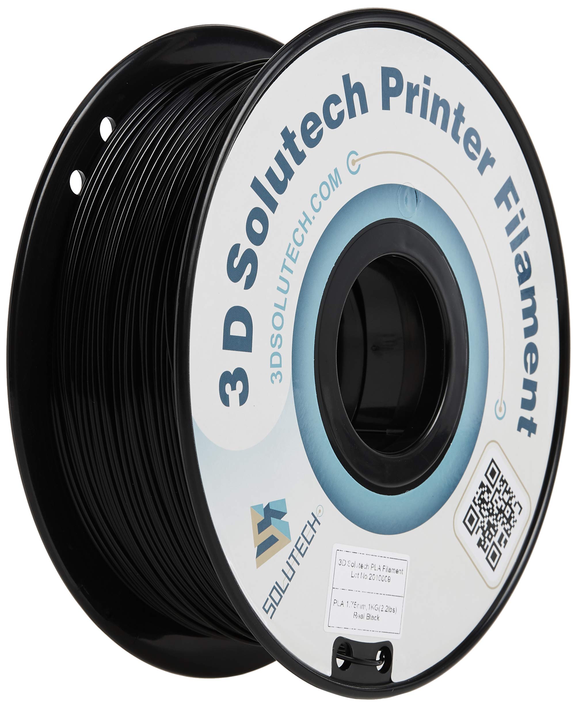 Book Cover 3D Solutech Real Black 3D Printer PLA Filament 1.75MM Filament, Dimensional Accuracy +/- 0.03 mm, 2.2 LBS (1.0KG) - PLA175RBLK