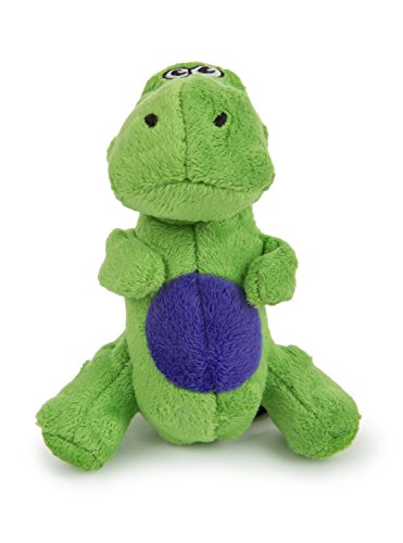 Book Cover goDog Just For Me Dinos T-Rex Squeaky Plush Dog Toy, Chew Guard Technology - Green, Mini