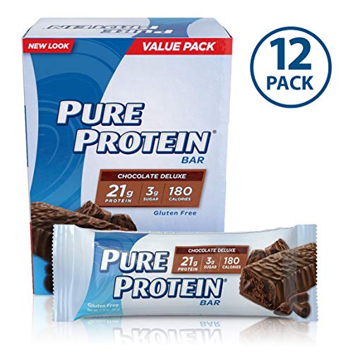 Book Cover Pure Protein Bars, High Protein, Nutritious Snacks to Support Energy, Low Sugar, Gluten Free, Chocolate Deluxe, 1.76oz, 12 Pack