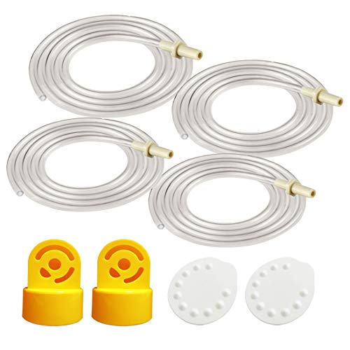 Book Cover Medela Replacement Tubing (Two Packs, 4 Tubes), 2 Valves and 2 Membranes for Medela Pump in Style Advanced Breast Pump Released After Jul 2006. Retail Pack. Made by Maymom.