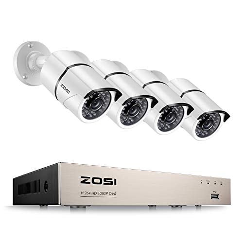 Book Cover ZOSI 8-Channel HD-TVI FULL 1080P Video Security System DVR and (4) 2.0MP Indoor/Outdoor Weatherproof Cameras with IR Night Vision LEDs- NO HDD, 100ft Night Vision, Customizable Motion Detection