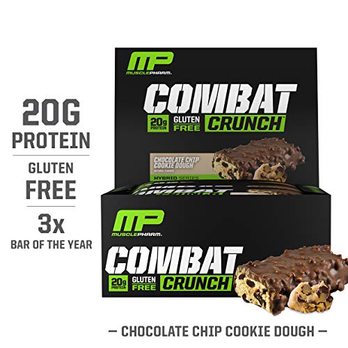 Book Cover MusclePharm Combat Crunch Protein Bar, Multi-Layered Baked Bar, Gluten-Free Bars, 20 g Protein, Low-Sugar, Low-Carb, Gluten-Free, Chocolate Chip Cookie Dough Bars, 12 Servings