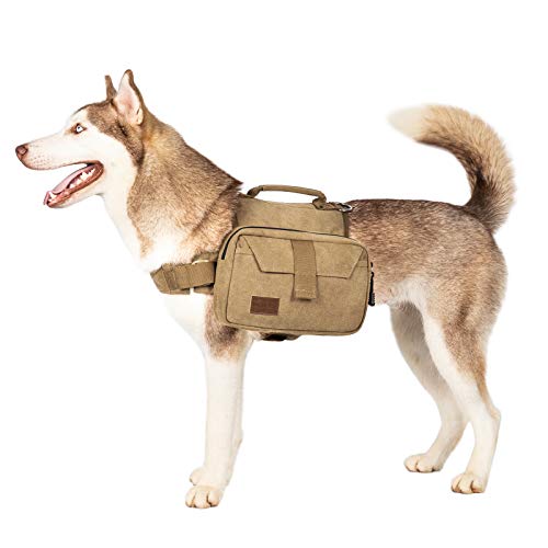 Book Cover OneTigris Dog Pack Hound Travel Camping Hiking Backpack Saddle Bag Rucksack for Medium & Large Dog (Brown, Large)