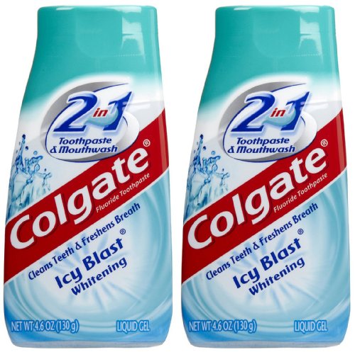 Book Cover Colgate 2 in 1 Whitening Icy Blast Toothpaste & Mouthwash, 4.6oz, 2pk