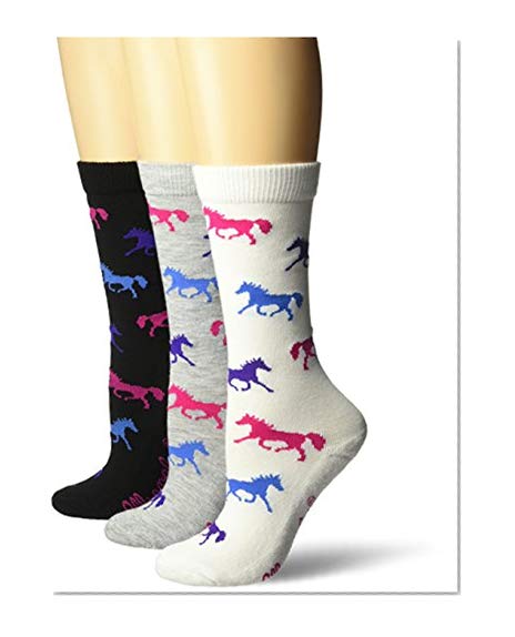Book Cover Wrangler Women's Ladies Horse Crew Socks 3 Pair Pack