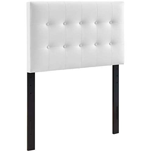 Book Cover Modway Emily Tufted Button Faux Leather Upholstered Twin Headboard in White